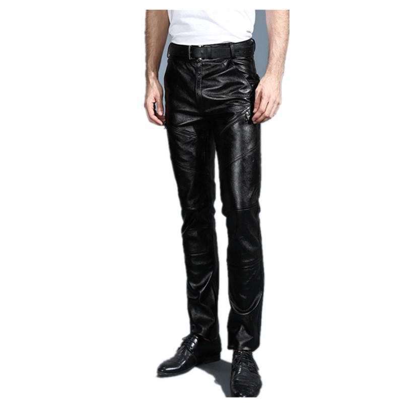 Leather Work Pants - Jeugd heren lederen broek met fleece