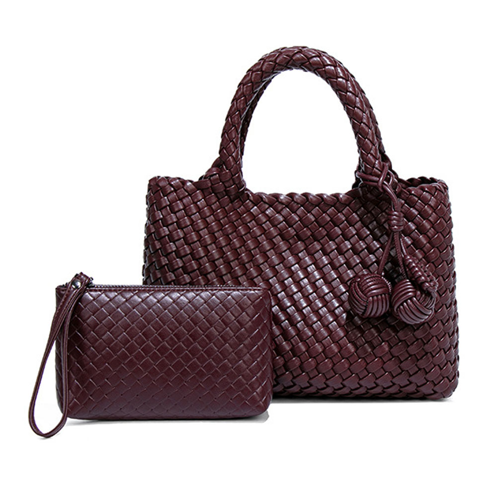Leatherwork Wallet - Geweven shopper tas Modieuze handtas met