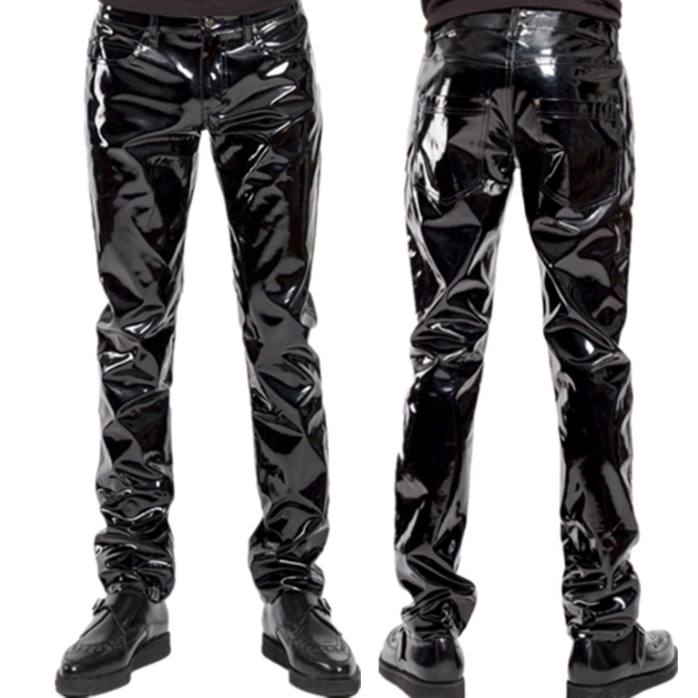 Leather Work Pants - Glanzende Pvc Latex Broek Mannen Motorfiets