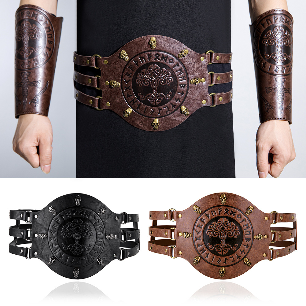Leather Work Pants - Middeleeuwse brede korsetriem, Viking piratenridderkostuum, pu