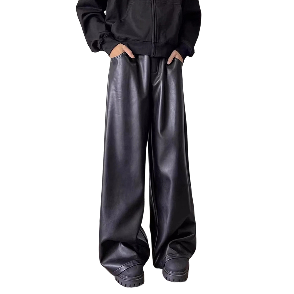 Leather Work Pants - Heren retro losse casual broek van