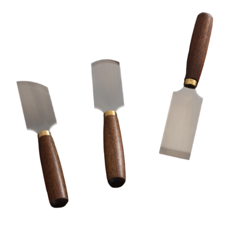 Round Knife Leatherwork - Walnoot handvat D2 staal Japans skivingmes
