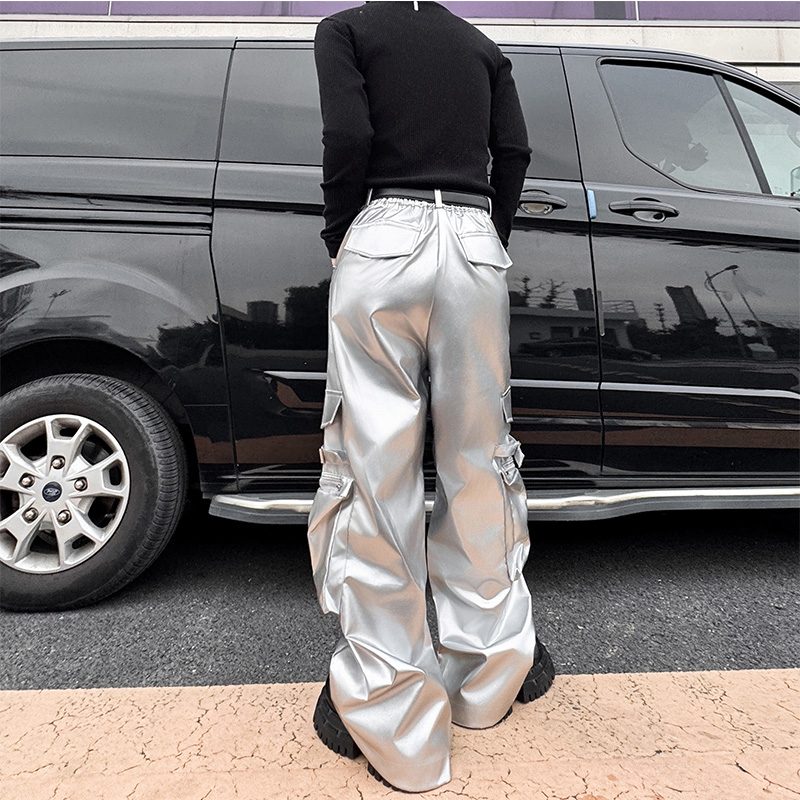 Zilveren leren broek heren str - Leather Work Pants recensie en prijs