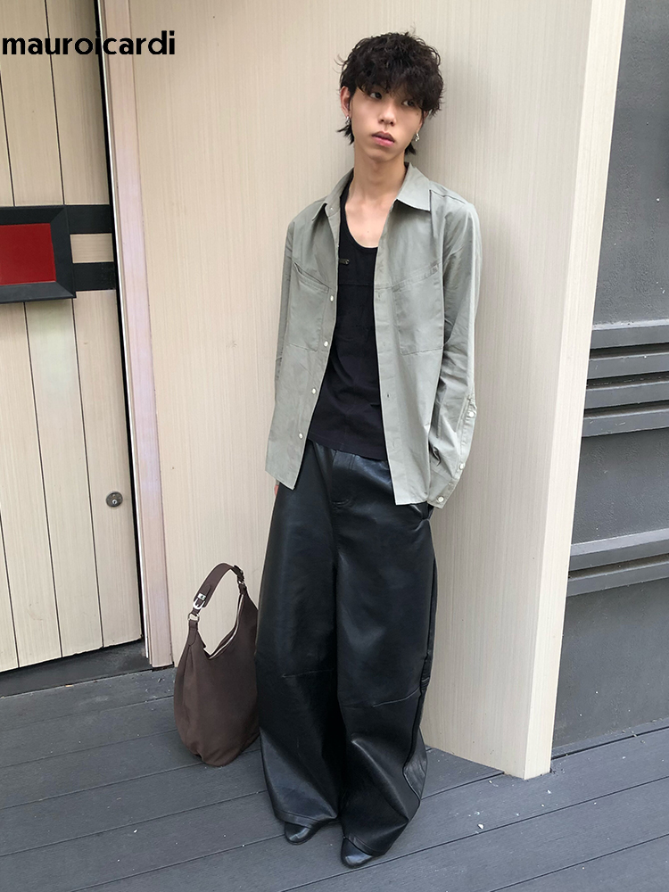 Mauroicardi Lente Herfst Cool  - Leather Work Pants recensie en prijs